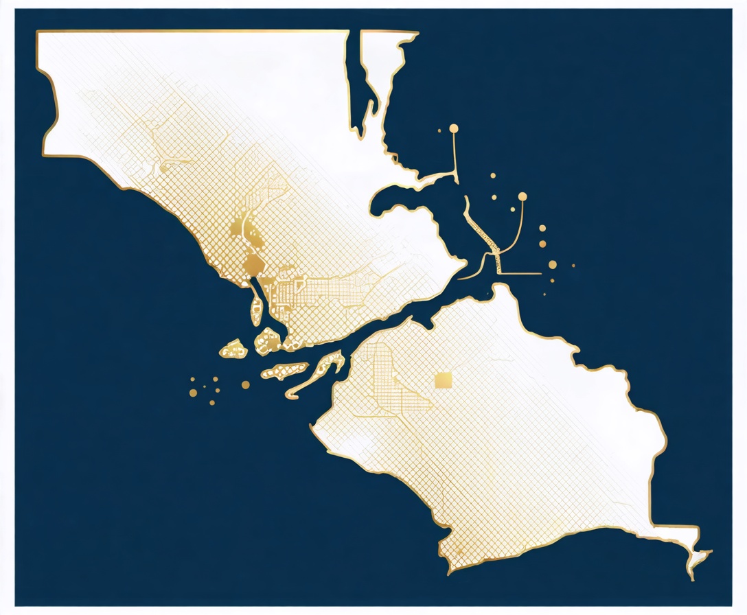 Stylized map of San Francisco showing the location of Modern Web Design